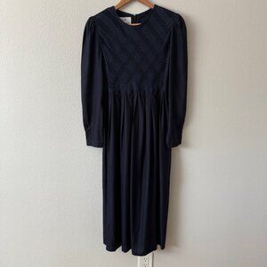 Sarah Elizabeth Vintage Long Sleeve Navy Blue‎ Maxi Dress Size 4P